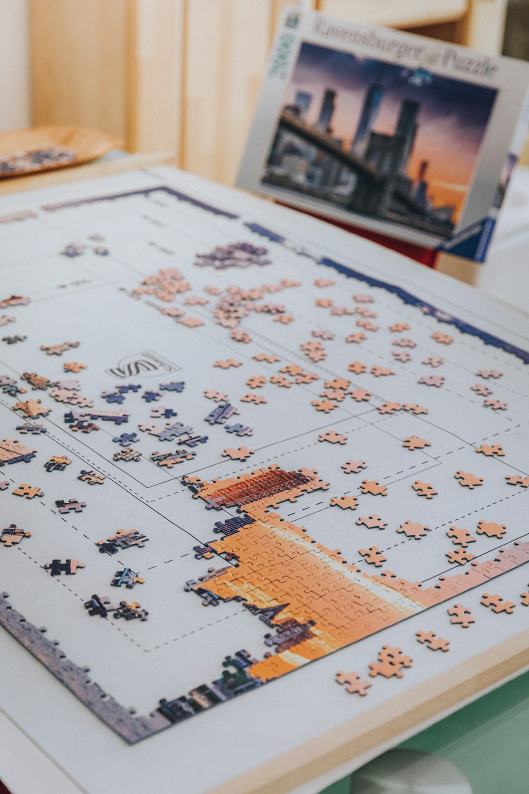 puzzle pieces on table